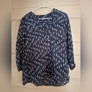 Navy Patterned Women's Blouse (Can375)